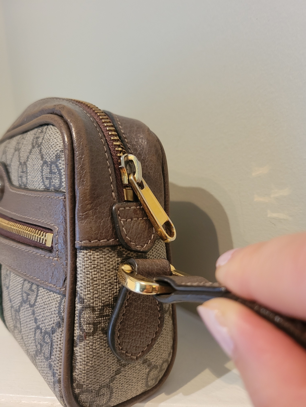 Gucci Brown Monogram Crossbody Bag with Signature Web Stripe - Picture 8 of 16